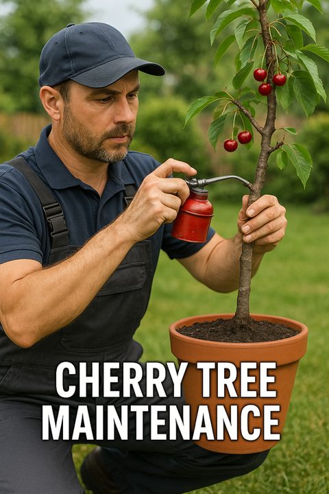How often should you water a cherry tree in a container?